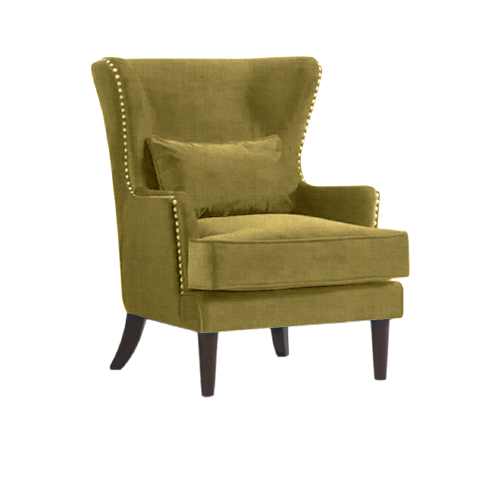 Brasstufted Lines Wingback Chair view 2
