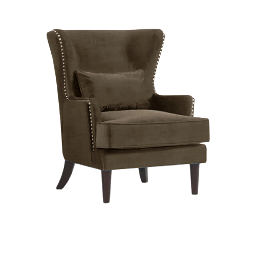 Brasstufted Lines Wingback Chair view 3