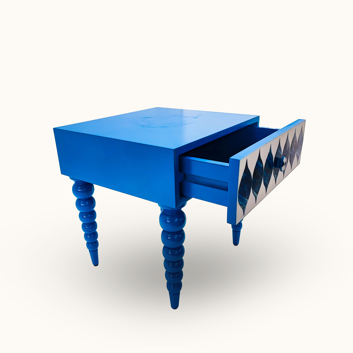 Blue Heron Inlay Bed Side-table view 2