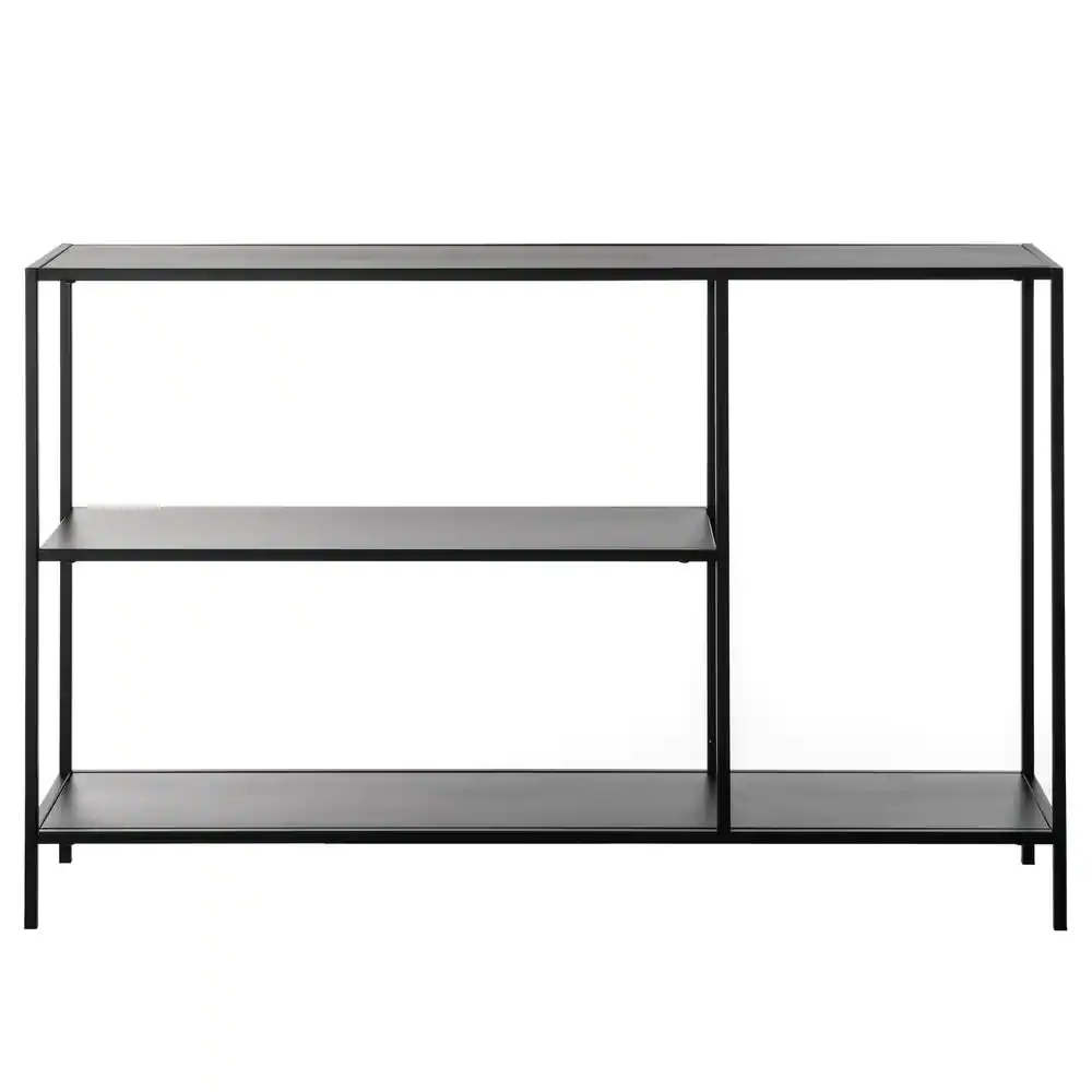 Black Modern Display Metal Console Table With Open Shelfs view 2