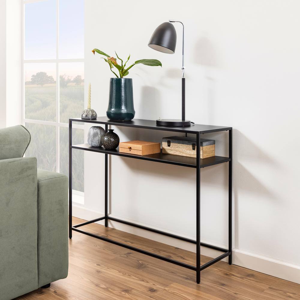 Black Powder Coated Steel Rectangular Console Table view 4