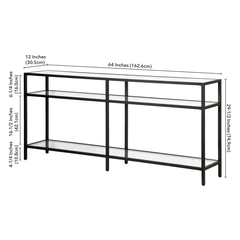 Rectangle Metal Console Table With Glass Shelves view 4