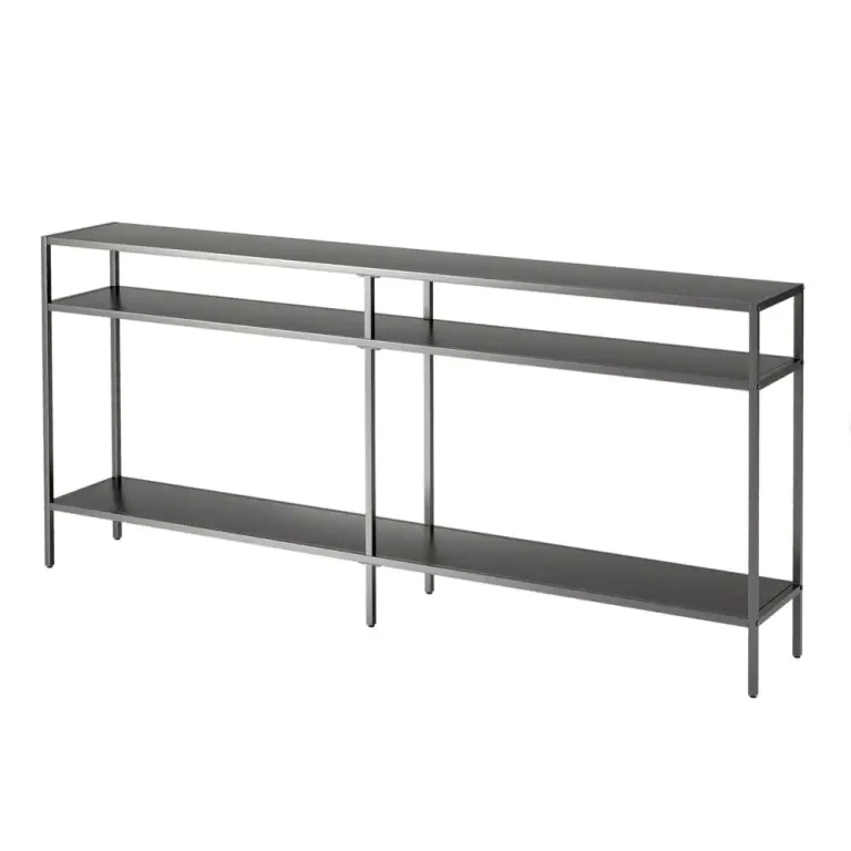Rectangle Metal Console Table With Metal Shelves view 2