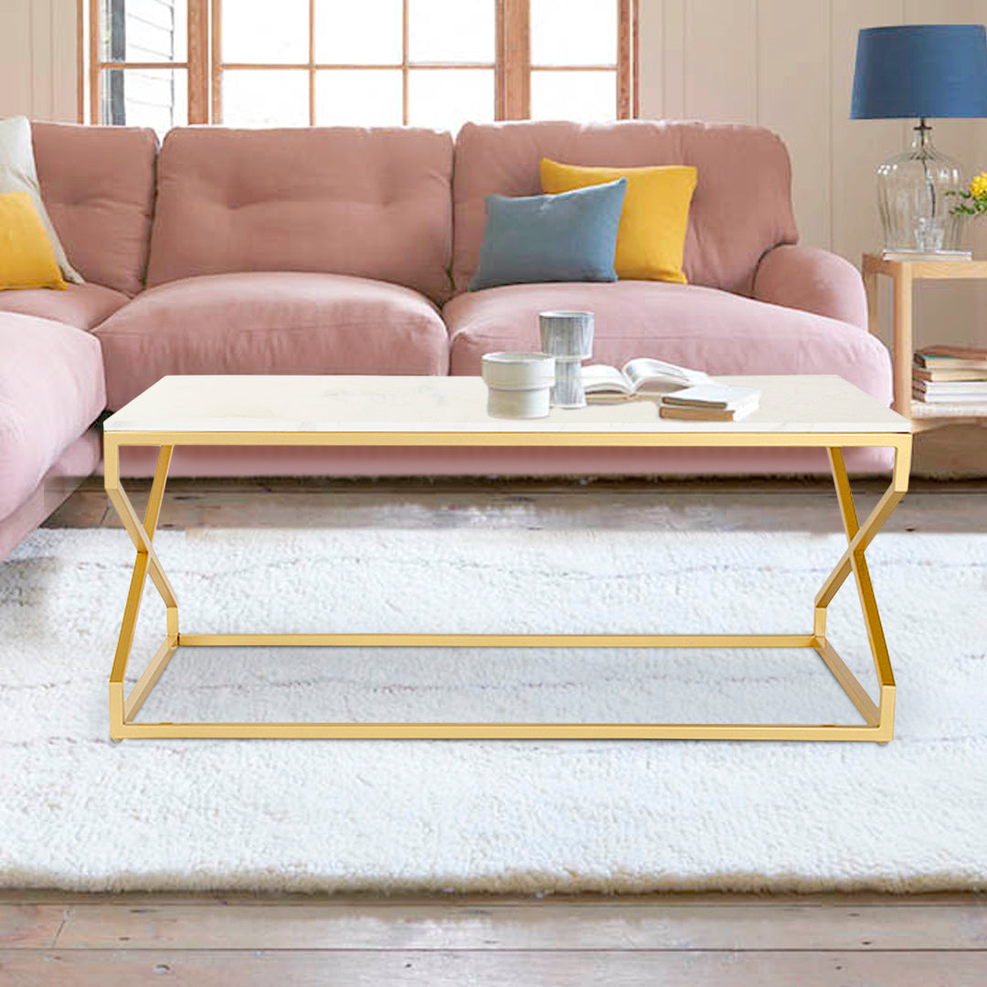 Rectangular Crossed Marble Coffee Table view 6