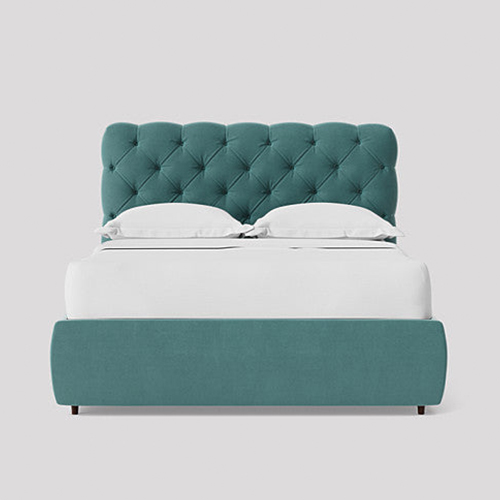 queen size upholstered bed with headboard