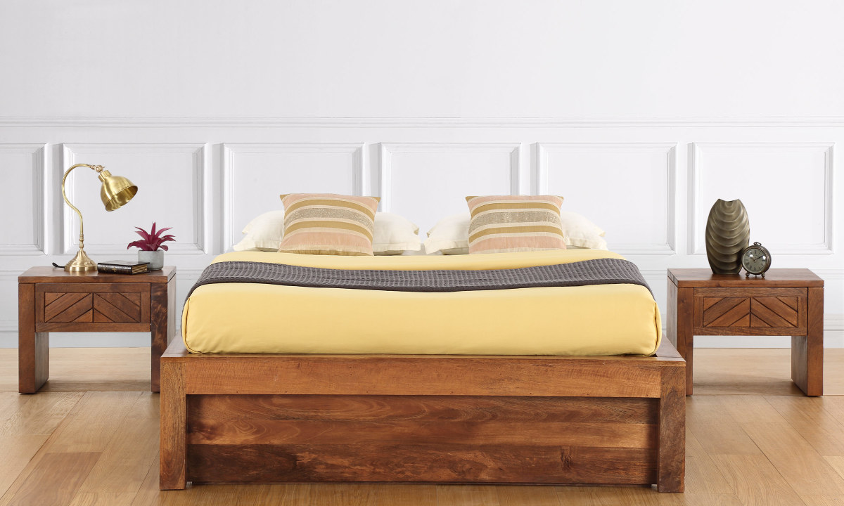 salmon diwan king bed without headboard with drawer storage