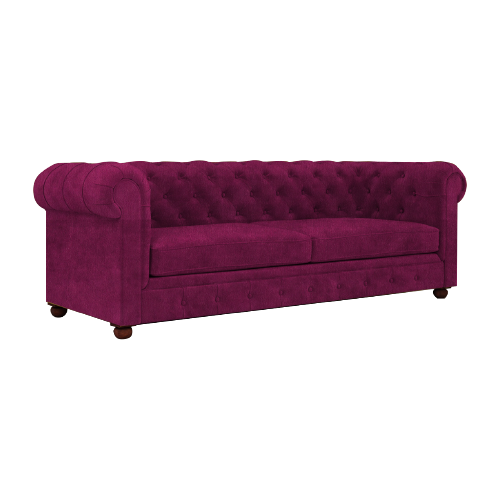 3 seater rolled arm deep buttoning leatherite sofa chesterfield