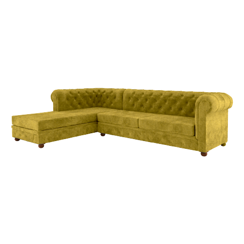 Left Aligned 2 Seater Rolled Arm Deep Buttoning Leatherite Sofa With Chaise Option Chesterfield view 2