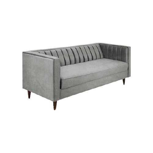 Three Seater Vertical Strip Extra Cushioning Leatherette Sofa Vertical Face view 2