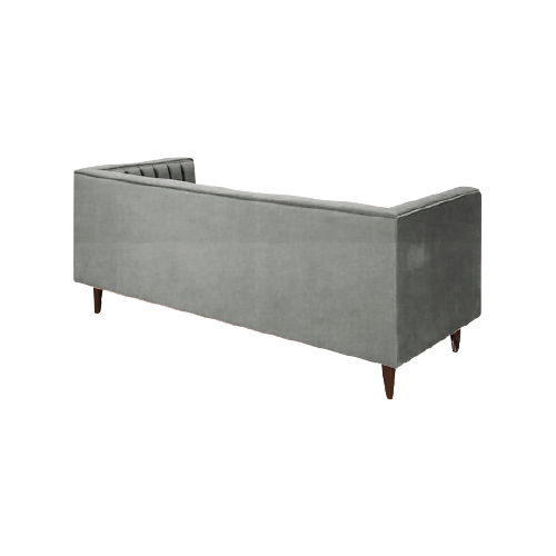 Three Seater Vertical Strip Extra Cushioning Leatherette Sofa Vertical Face view 3