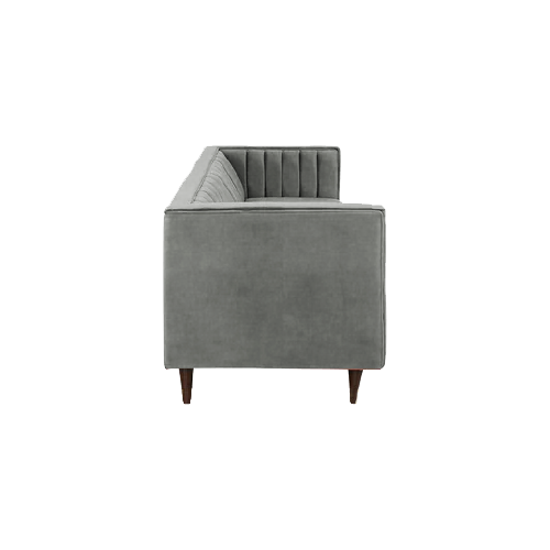 Three Seater Vertical Strip Extra Cushioning Leatherette Sofa Vertical Face view 5